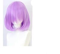 Parrucca sintetica corta e liscia con frangia rifinibile rosa rossa blu viola cosplay per donne parrucche corte-P4/24