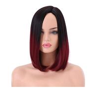 Parrucca sintetica corta e liscia, da donna, rosa, rosso, viola, marrone, per cosplay, uso quotidiano (A)