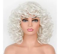 Parrucca Sintetica Corta E Riccia Crespa Da Donna Con Frangia, Texture Elastica Rosso Rame Per Feste O Cosplay