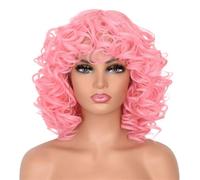 Parrucca Sintetica Corta E Riccia Crespa Da Donna Con Frangia, Texture Elastica Rosso Rame Per Feste O Cosplay