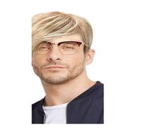 Parrucca sintetica corta e riccia per uomo - Onda di calore bionda per Halloween, cosplay e uso quotidiano