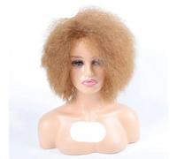 Parrucca sintetica corta e soffice per donne nere, capelli lisci e crespi, colore naturale, parrucche afro per donne, 27-8 pollici, 1 pezzo