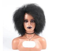 Parrucca sintetica corta e soffice per donne nere, capelli lisci e crespi, colore naturale, parrucche afro per donne-1B-8 pollici-1 pezzo