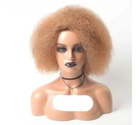 Parrucca sintetica corta e soffice per donne nere, capelli lisci e crespi, colore naturale, parrucche afro per donne, 30-8 pollici, 1 pezzo