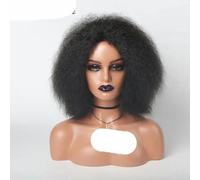 Parrucca sintetica corta e soffice per donne nere, capelli lisci e crespi, colore naturale, parrucche afro per donne, 2-8 pollici, 1 pezzo