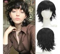 Parrucca sintetica corta nera bionda castana capelli finti parrucche per feste quotidiane cosplay per donne uomo ragazza ragazzo fibra ad alta temperatura-AT108-2