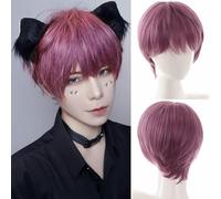 Parrucca sintetica corta nera bionda castana capelli finti parrucche per feste quotidiane cosplay per donne uomo ragazza ragazzo fibra ad alta temperatura-AK03-F