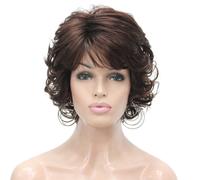 Parrucca sintetica da donna Aimole con estremitÃ ricce corte e frangia a strati (31 castano ramato)