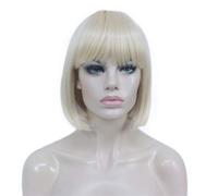 Parrucca sintetica da donna Aimole, corta e dritta, con frangia piatta e capelli lisci (613-biondo chiaro)