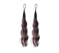 Parrucca sintetica da donna con capelli ricci e autoavvolgenti, 2 pezzi, anello da 18 pollici, chignon morbido naturale for uno styling senza sforzo(Color1)