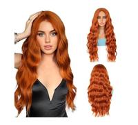 Parrucca sintetica da donna, lunga 26 pollici, riccia e ondulata, color arancione - Perfetta per cosplay, feste e uso quotidiano