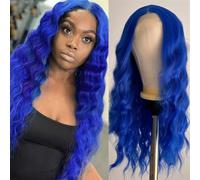 Parrucca sintetica da donna, lunga e profonda, con pizzo frontale, dall'aspetto naturale, per uso quotidiano, per cosplay, 61 cm