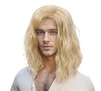 Parrucca sintetica da uomo con capelli ricci da 14 pollici, stile rocker anni '70 e '80, for tutti i giorni(Blonde)