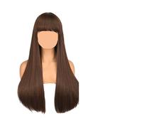 Parrucca sintetica di ricambio for capelli con frangia, colore blu, resistente al calore, senza parrucche in pizzo, compatibile for le donne(Light brown)