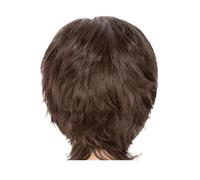 Parrucca sintetica diritta di triglia marrone corta da donna 1pc adatta for cosplay in stile rock degli anni '80 e accessori for l'uso quotidiano