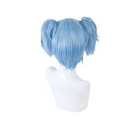 Parrucca sintetica for capelli corti con doppia coda di cavallo, 1 pezzo, blu cielo, for il reality show personaggi anime