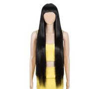 Parrucca sintetica for cosplay con frangia, lunga e liscia, sfumata, bionda, for donne, colore nero(1B)