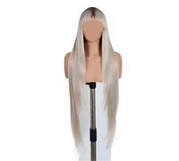 Parrucca sintetica for cosplay con frangia, lunga e liscia, sfumata, bionda, for donne, colore nero(RT10-APRIC)