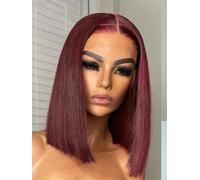 Parrucca Sintetica Frontale In Pizzo Corto, Parrucche Caschetto Lisce, Uso Quotidiano Per Cosplay, Parrucche Per Donne 134 Frontal Wig 12inch#180##D99J