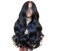 Parrucca sintetica frontale in pizzo HD da 26 pollici 13x4 nera con onda del corpo, parrucca frontale senza colla pre-pizzicata for donne con capelli sciolti for l'uso Soffice e Naturale