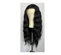 Parrucca sintetica in pizzo sintetico 13x4 con onda lunga nera, parrucche ricci sciolti for l'uso quotidiano da donna Capelli Estensioni(24 inch)