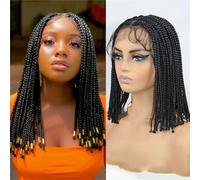 Parrucca Sintetica Intrecciata Con Scatola Parrucca Anteriore In Pizzo Parrucche Intrecciate Parrucca Dreadlock 12 "Parrucche Corte Senza Nodi Per Le Donne Nere
