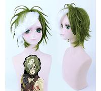 Parrucca Sintetica Lanuginosa Corta Verde Bianca Mista Kabaneri Della Fortezza Di Ferro Ikoma Parrucca Cosplay Fibra Di Resistenza Al Calore