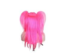 Parrucca sintetica lunga diritta coda di cavallo doppia rosa rossa 1pc for i regali del partito costume Cosplay delle donne