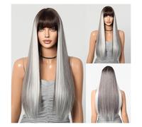 Parrucca Sintetica Lunga Diritta Parrucche Cosplay Ombre Da Rosa A Marrone Con Frangia For Donne Nere Capelli Finti Giornalieri In Fibra Resistente Al Calore Facile Da Indossare(LC3028-2)