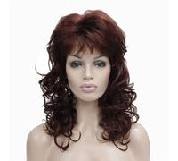 Parrucca sintetica lunga e riccia naturale da donna Aimole (33A-castano scuro)