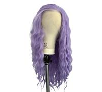 Parrucca sintetica lunga ondulata da donna con capelli dall'aspetto naturale nella parte centrale for l'uso quotidiano(Purple,18 inch)