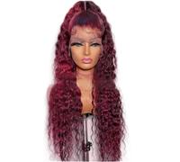 Parrucca Sintetica Lunga Riccia Con Pizzo Frontale Per Donna, Rosso Sciolto Onde Profonde, For Travestimento Drag Queen(26 pollici)