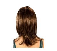 Parrucca sintetica marrone di media lunghezza for il tempo libero alla moda da 1 pezzo, con riga centrale, può essere indossata tutto l'anno for le donne