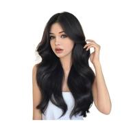 Parrucca sintetica nera lunga e riccia - Capelli naturali e soffici per feste cosplay, copertura completa della testa traspirante
