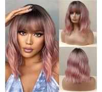 Parrucca Sintetica Ondulata Corta Bionda Nera Grigia Con Frangia Parrucca Per Capelli Bob Marrone Cenere Parrucca Per Capelli Cosplay Resistente Al Calore