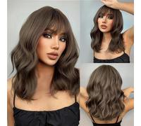 Parrucca Sintetica Ondulata Corta Bionda Nera Grigia Con Frangia Parrucca Per Capelli Bob Marrone Cenere Parrucca Per Capelli Cosplay Resistente Al Calore