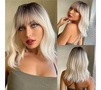 Parrucca Sintetica Ondulata Corta Bionda Nera Grigia Con Frangia Parrucca Per Capelli Bob Marrone Cenere Parrucca Per Capelli Cosplay Resistente Al Calore