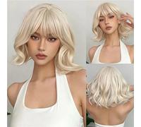 Parrucca Sintetica Ondulata Corta Bionda Nera Grigia Con Frangia Parrucca Per Capelli Bob Marrone Cenere Parrucca Per Capelli Cosplay Resistente Al Calore