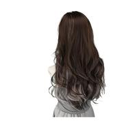 Parrucca sintetica ondulata lunga marrone argento grigio da 1 pezzo resistente al calore naturale realistica for lo stile di capelli cosplay quotidiano delle feste