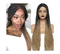 Parrucca sintetica Parrucca for capelli intrecciata resistente al calore Parrucche intrecciate con scatola Ombre da 26 pollici for donne nere Parrucca intrecciata Cuoio capelluto finto Parrucca Cospla