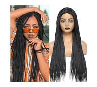 Parrucca sintetica Parrucca for capelli intrecciata resistente al calore Parrucche intrecciate con scatola Ombre da 26 pollici for donne nere Parrucca intrecciata Cuoio capelluto finto Parrucca Cospla