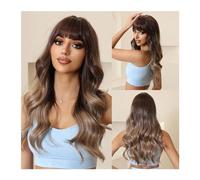 Parrucca sintetica Parrucca for feste cosplay Fibra ad alta temperatura da marrone a platino Ombre Parrucche sintetiche ondulate lunghe for capelli con frangia for le donne Parrucca Cosplay(Color:LC11