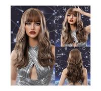 Parrucca sintetica Parrucca for feste cosplay Fibra ad alta temperatura da marrone a platino Ombre Parrucche sintetiche ondulate lunghe for capelli con frangia for le donne Parrucca Cosplay(Color:LC11