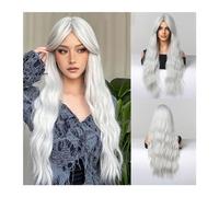 Parrucca sintetica Parrucca piena morbida for uso da festa Parrucche ondulate naturali nere con frangia Parrucca lunga sintetica nera quotidiana Parrucca da donna resistente al calore Parrucca Cosplay