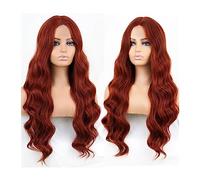 Parrucca sintetica Parrucca sintetica rosso vino ondulata lunga for parrucca Lolita naturale resistente al calore da donna Parrucca Cosplay
