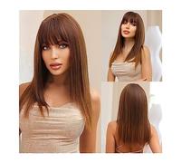 Parrucca sintetica Parrucche di capelli sintetici lisci di rame marrone con frangia Cosplay capelli a strati taglio smussato quotidiano for donne afro resistenti al calore Parrucca Cosplay