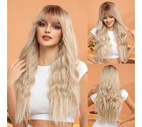 Parrucca sintetica Parrucche lunghe bionde bionde ondulate con frangia Festa cosplay quotidiana USA Resistente al calore per donne-BL8184-1-28 pollici-CINA-1 PC