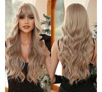 Parrucca sintetica Parrucche lunghe bionde bionde ondulate con frangia Festa cosplay quotidiana USA Resistente al calore per donne-BL1115-1-28 pollici-CINA-1 PC