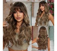 Parrucca sintetica Parrucche lunghe bionde bionde ondulate con frangia Festa cosplay quotidiana USA Resistente al calore per donne-BL8155-2-28 pollici-CINA-1 PC