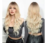 Parrucca sintetica Parrucche lunghe bionde bionde ondulate con frangia Festa cosplay quotidiana USA Resistente al calore per donne-BL8239-2-28 pollici-CINA-1 PC